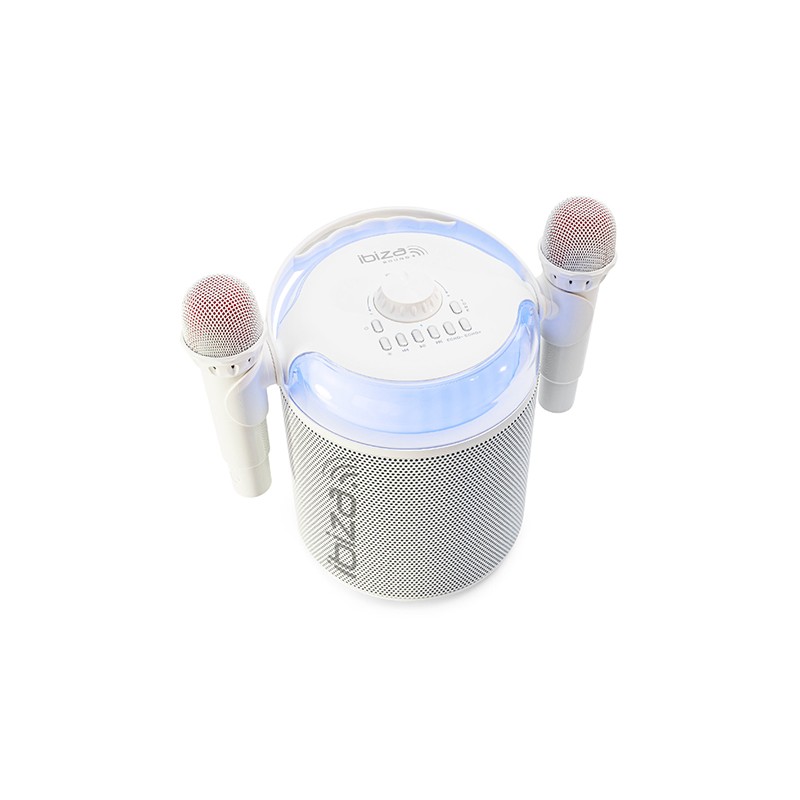 boxa karaoke cu 2 microfoane wireless bt/usb/msd/aux - alb boxa karaoke cu 2 microfoane wireless bt/usb/msd/aux - alb