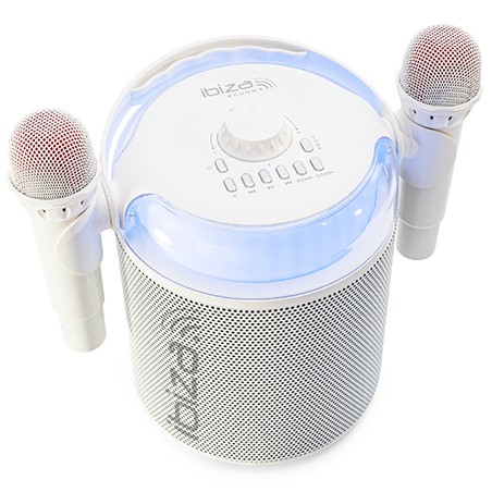 boxa karaoke cu 2 microfoane wireless bt/usb/msd/aux - alb