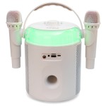 boxa karaoke cu 2 microfoane wireless bt/usb/msd/aux - alb boxa karaoke cu 2 microfoane wireless bt/usb/msd/aux - alb