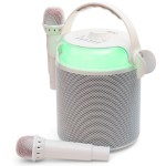 boxa karaoke cu 2 microfoane wireless bt/usb/msd/aux - alb boxa karaoke cu 2 microfoane wireless bt/usb/msd/aux - alb