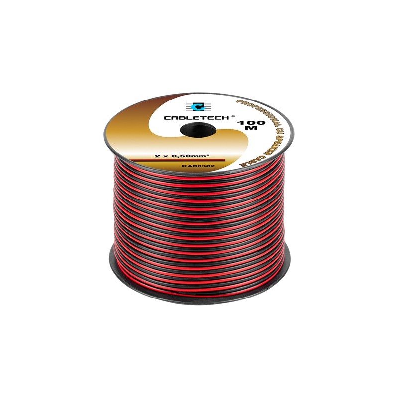 cablu difuzor cupru 2x0.50mm rosu/negru 100m