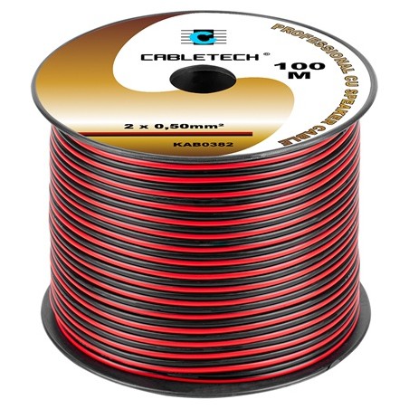 cablu difuzor cupru 2x0.50mm rosu/negru 100m
