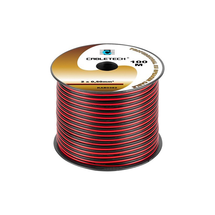 cablu difuzor cupru 2x0.50mm rosu/negru 100m