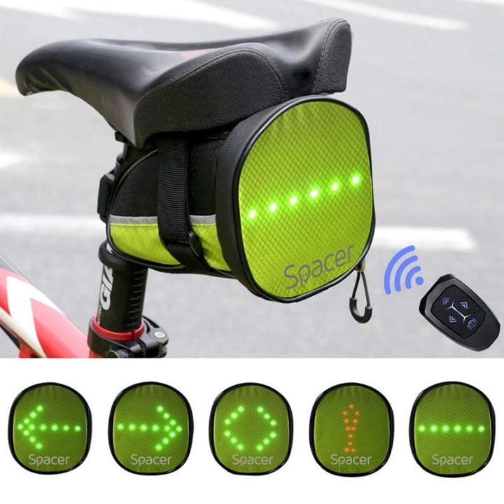 geanta bicicleta cu semnalizare led spacer