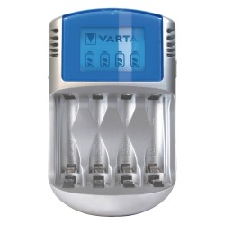 ncarcator varta lcd charger cu alimentator auto 12v si usb include 4 x aa r6 2600mah 57070