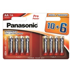 baterii alcaline aa lr6 1.5v panasonic pro power blister 16