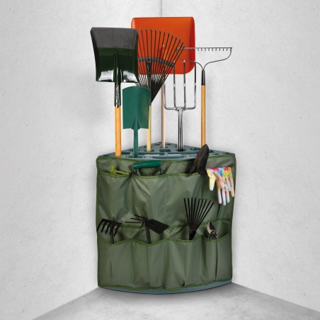 coltar suport scule de gradina din plastic - montat pe perete - 43 x 43 x 59 cm