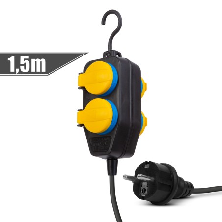 prelungitor electric pentru exterior, cu capac - 1,5 m - 4 x 230v - 3 x 1,5 mm2 - ip44