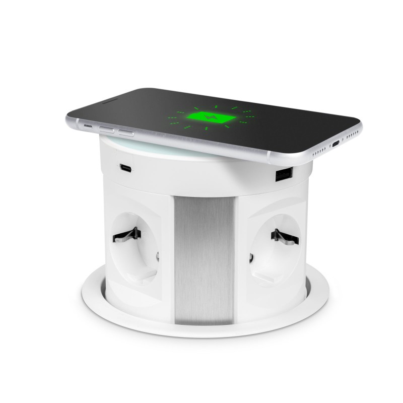 distribuitor pop-up - 4 prize + incarcator wireless + 2xusb + 2xtype-c - alb