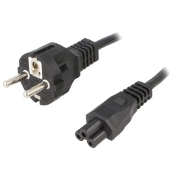 home, Cablu CEE 7/7 (E/F) mufă,IEC C5 mamă 1,5m negru PVC 2,5A -1, dioda.ro