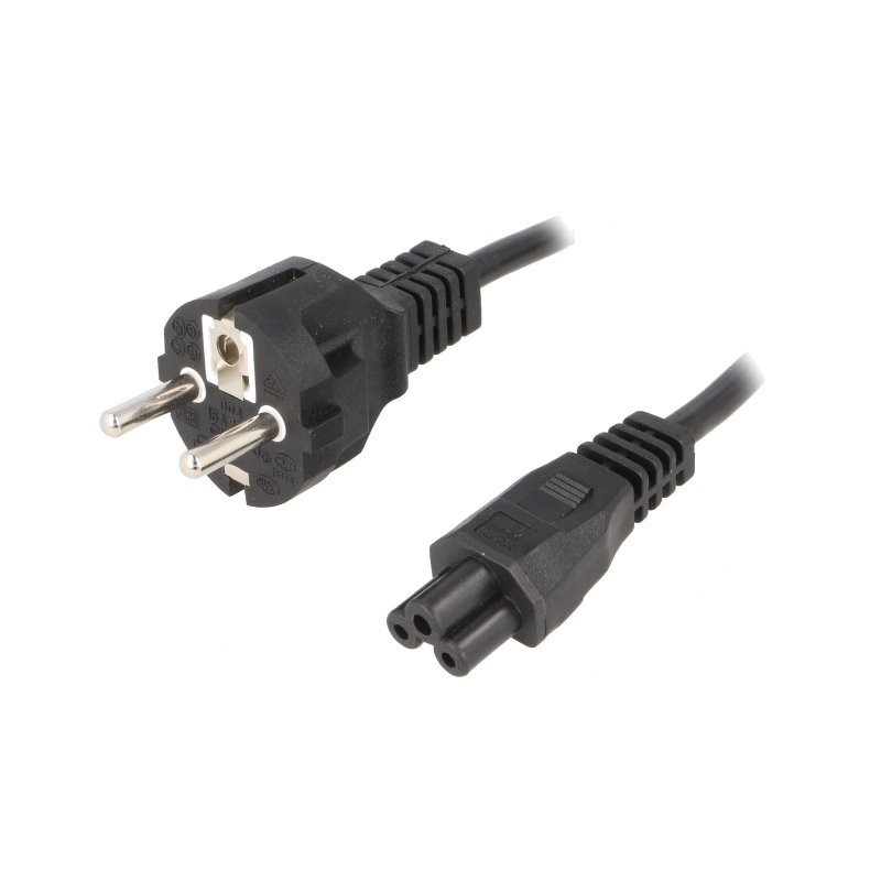 home, Cablu CEE 7/7 (E/F) mufă,IEC C5 mamă 1,5m negru PVC 2,5A -1, dioda.ro