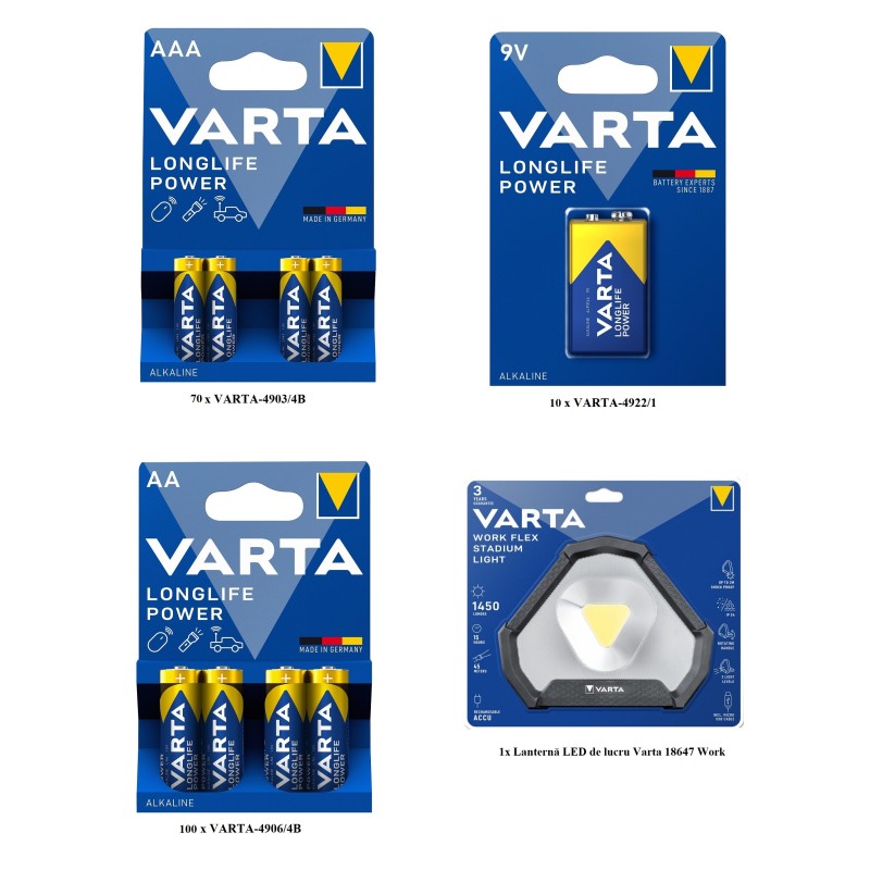 pachet promotional varta longlife, lanterna led de lucru