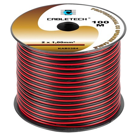 cablu difuzor cupru 2x1.00mm rosu/negru 100m