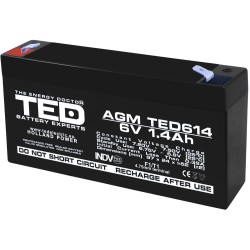 acumulator 6v stationar vrla, dimensiuni 97 x 24 x 52 mm, baterie 6v 1.4ah f1, ted electric ted002839
