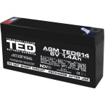 acumulator 6v stationar vrla, dimensiuni 97 x 24 x 52 mm, baterie 6v 1.4ah f1, ted electric ted002839 acumulator 6v stationar vrla, dimensiuni 97 x 24 x 52 mm, baterie 6v 1.4ah f1, ted electric ted002839
