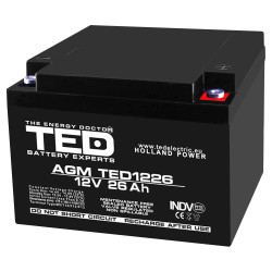 acumulator 12v stationar vrla, dimensiuni 165 x 175 x 125 mm, baterie 12v 26ah m5, ted electric ted003638