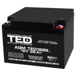 acumulator 12v stationar vrla, dimensiuni 165 x 175 x 125 mm, baterie 12v 26ah m5, ted electric ted003638