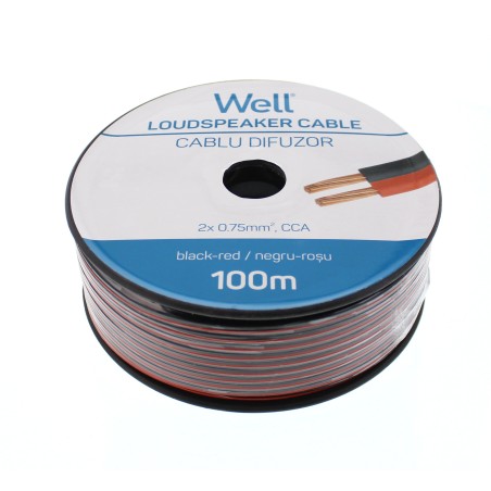 cablu difuzor rosu/negru 2x0.75mmp, 100m, well