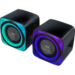 sistem de boxe well 2.0 brw01, usb, 18w, lumina rgb, bluetooth
