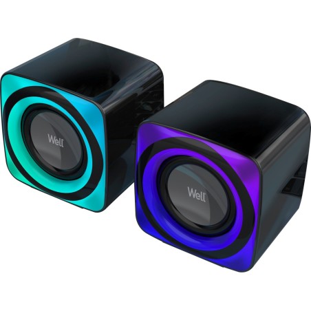 sistem de boxe well 2.0 brw01, usb, 18w, lumina rgb, bluetooth