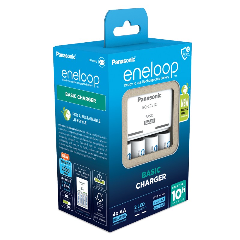 eneloop incarcator basic include 4 x aa r6 2000mah k-kj51mcd40e eco plastic free