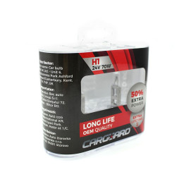 set de 2 becuri halogen 24v -  h1, 70w, +50% intensitate - long life - carguard