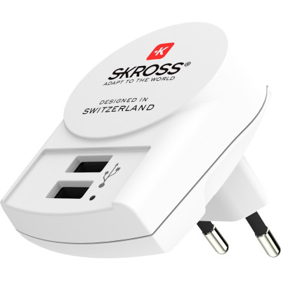 incarcator retea skross 1.302421, 2x usb-a 2.4a, alb