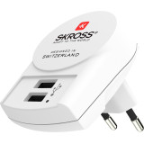 incarcator retea skross 1.302421, 2x usb-a 2.4a, alb