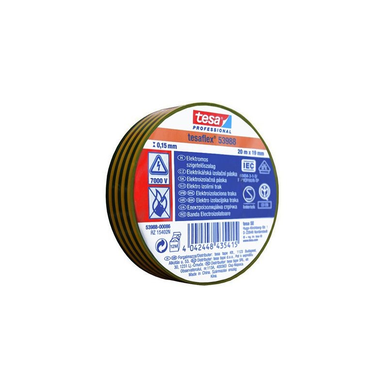 banda izolatoare tesaflex 20m galben/verde 10buc