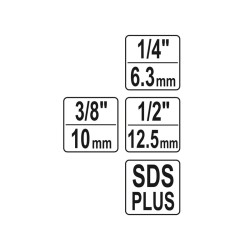 Adaptoare, Kit adaptor SDS + 1/4'', 3/8'', 1/2''YATO YT 04686 -4, dioda.ro