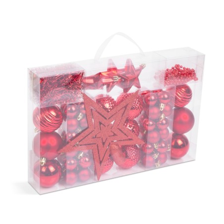 set decoratiuni de brad - rosii - 66 buc / set