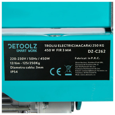troliu electric (macara) 250kg 450w fir 3mm