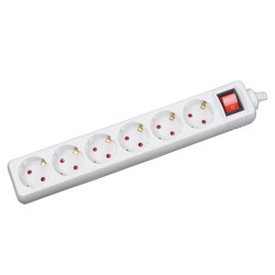 prelungitor 1.5m 6 prize cu intrerupator, alb, inlet