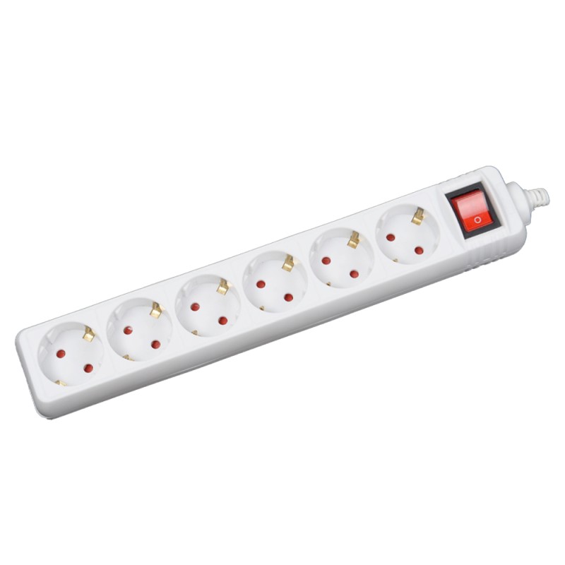 prelungitor 1.5m 6 prize cu intrerupator, alb, inlet