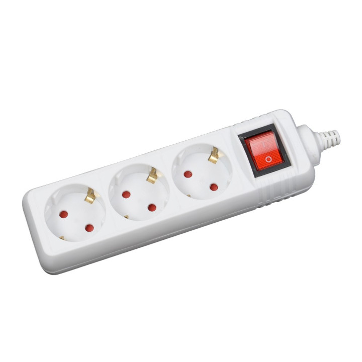 prelungitor 3m 3 prize cu intrerupator, alb, inlet