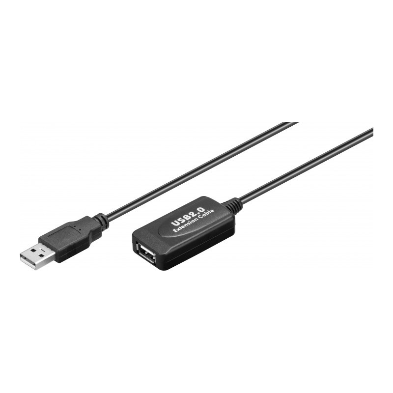 cablu extensie usb 2.0 a tata - usb 2.0 a mama activ, 10m, negru, goobay