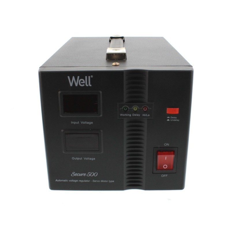 Stabilizatoare de tensiune, Stabilizator automat de tensiune cu servo motor Secure 500VA, Well Cod EAN: 594863603 -1, dioda.ro