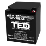 acumulator 12v stationar vrla, dimensiuni 165 x 125 x 175 mm, baterie 12v 28ah m6, ted electric ted003430