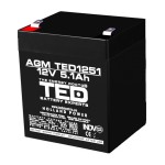 acumulator 12v stationar vrla, dimensiuni 90 x 70 x 98 mm, baterie 12v 5.1ah f2, ted electric ted003157 acumulator 12v stationar vrla, dimensiuni 90 x 70 x 98 mm, baterie 12v 5.1ah f2, ted electric ted003157