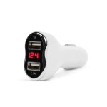 mnc - adaptor de incarcare cu conectare la bricheta auto - 2 x usb, cu voltmetru si ampermetru - alb mnc - adaptor de incarcare cu conectare la bricheta auto - 2 x usb, cu voltmetru si ampermetru - alb