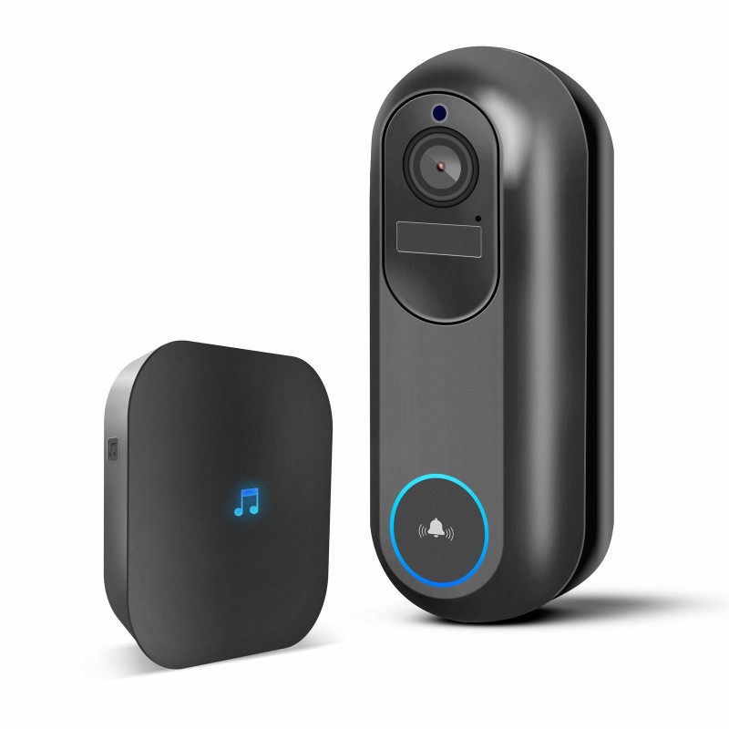 sonerie video smart wi-fi - alimentata cu baterie, 12v - microsd, fhd, pir - negru sonerie video smart wi-fi - alimentata cu baterie, 12v - microsd, fhd, pir - negru