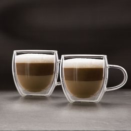 ceasca de capuccino din sticla cu perete dublu, - 250 ml, 2 buc./pachet