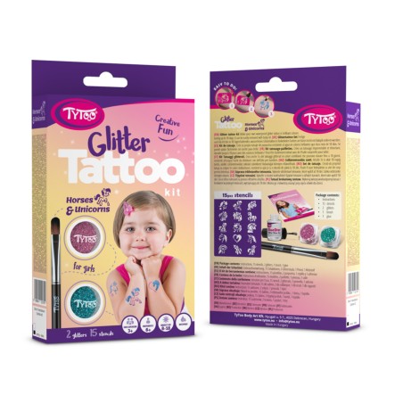 set de tatuaje cu sclipici pentru cai si unicorni tytoo
