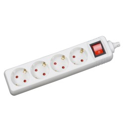 prelungitor 3m 4 prize cu intrerupator, alb, inlet