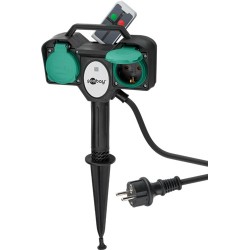 prelungitor pentru gradina 2 prize, 2m, cu telecomanda, goobay