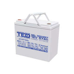 acumulator 12v gel deep cycle, dimensiuni 229 x 138 x 208 mm, baterie 12v 57ah m6, ted electric ted003393