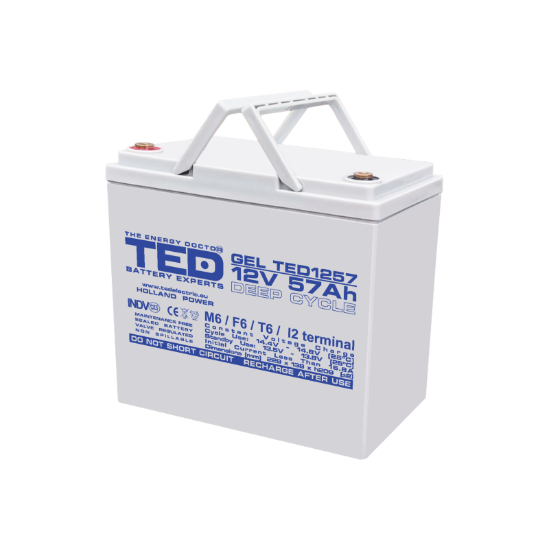 acumulator 12v gel deep cycle, dimensiuni 229 x 138 x 208 mm, baterie 12v 57ah m6, ted electric ted003393 acumulator 12v gel deep cycle, dimensiuni 229 x 138 x 208 mm, baterie 12v 57ah m6, ted electric ted003393