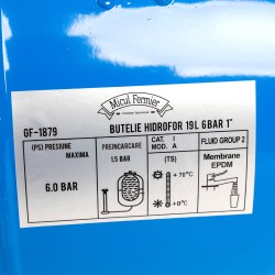 butelie hidrofor 19l, 6 bar, 1"
