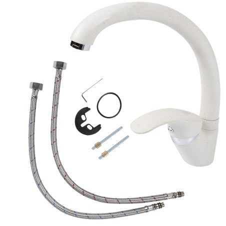 baterie monocomanda pipa mobila 210mm alb