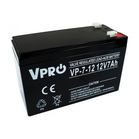 Acumulatori Baterii, Acumulator stationar (baterie) 12V 7 Ah AGM PRO VRLA fara intretinere, pentru UPS, centrala -1, dioda.ro